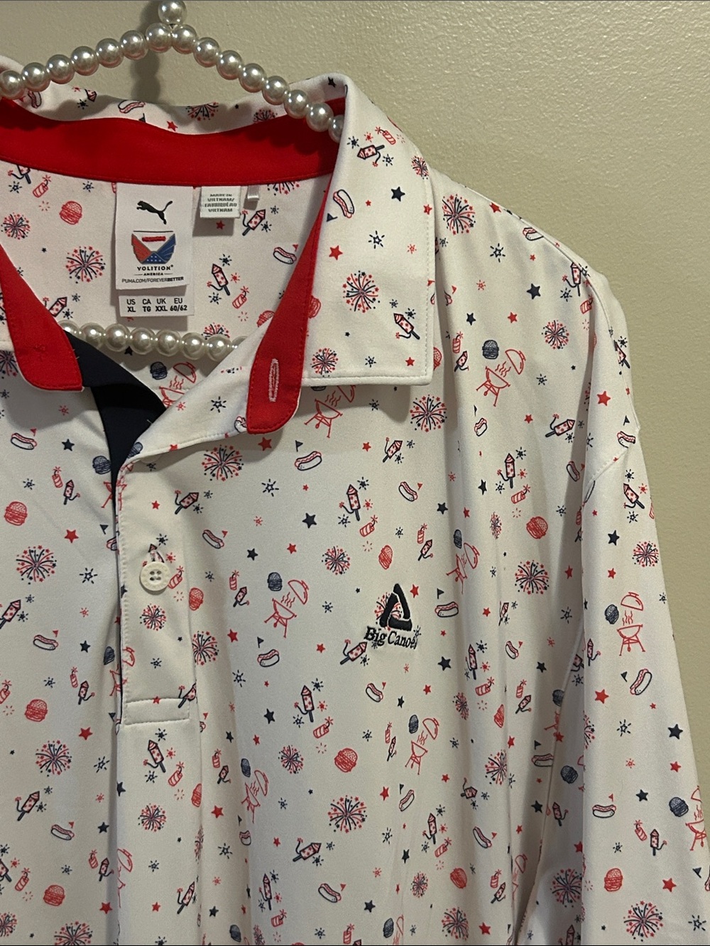 Puma Golf x Volition Celebration Polo Shirt Mens XL Big Canoe 4th July USA BBQ